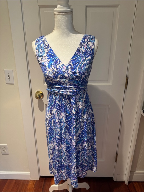 Lilly Pulitzer Dresses & Skirts - Lilly Pulitzer Blue & White V-Neck Wrap Dress